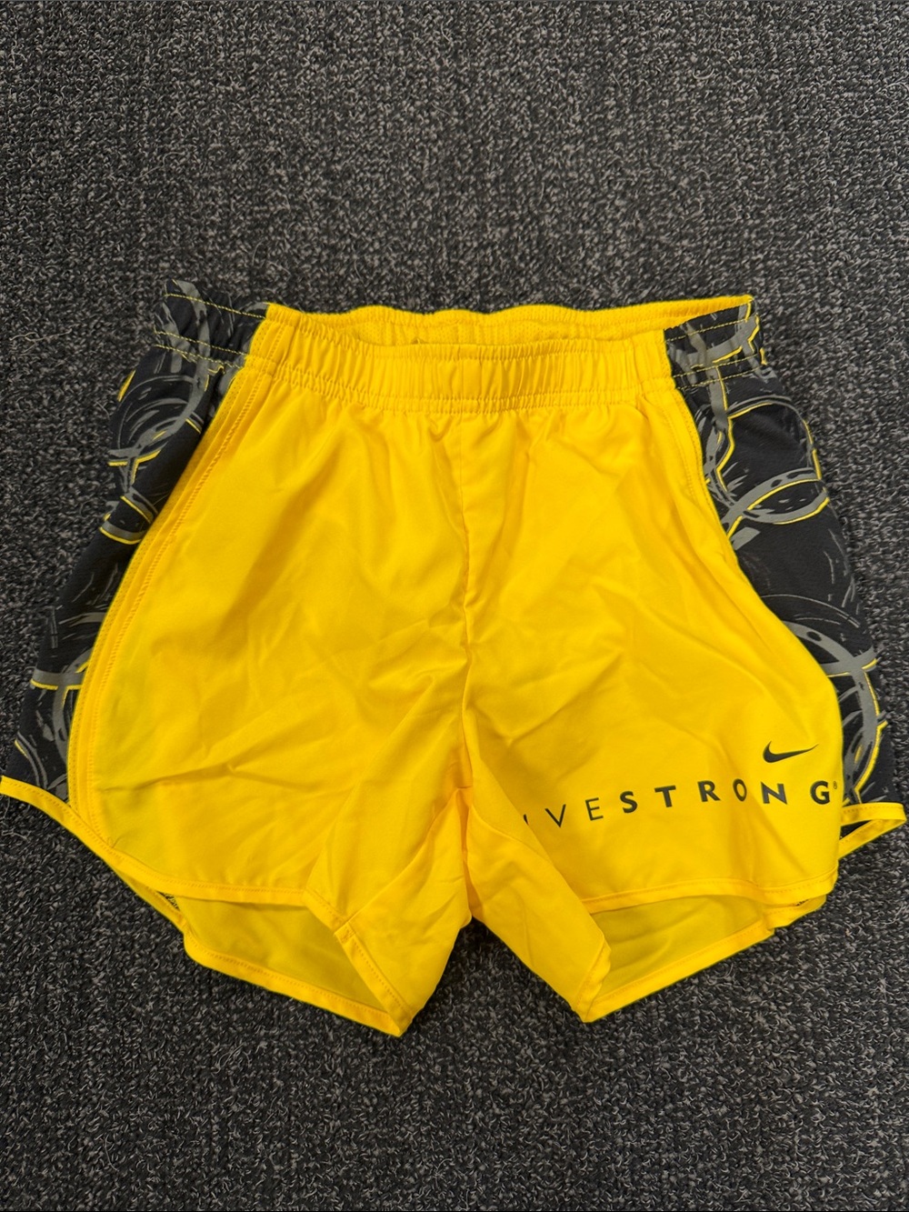 Nike Yellow Livestrong Performance Shorts with Black Side Panels